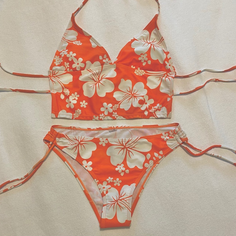 Tropical Print Tankini/Bikini Swimsuit